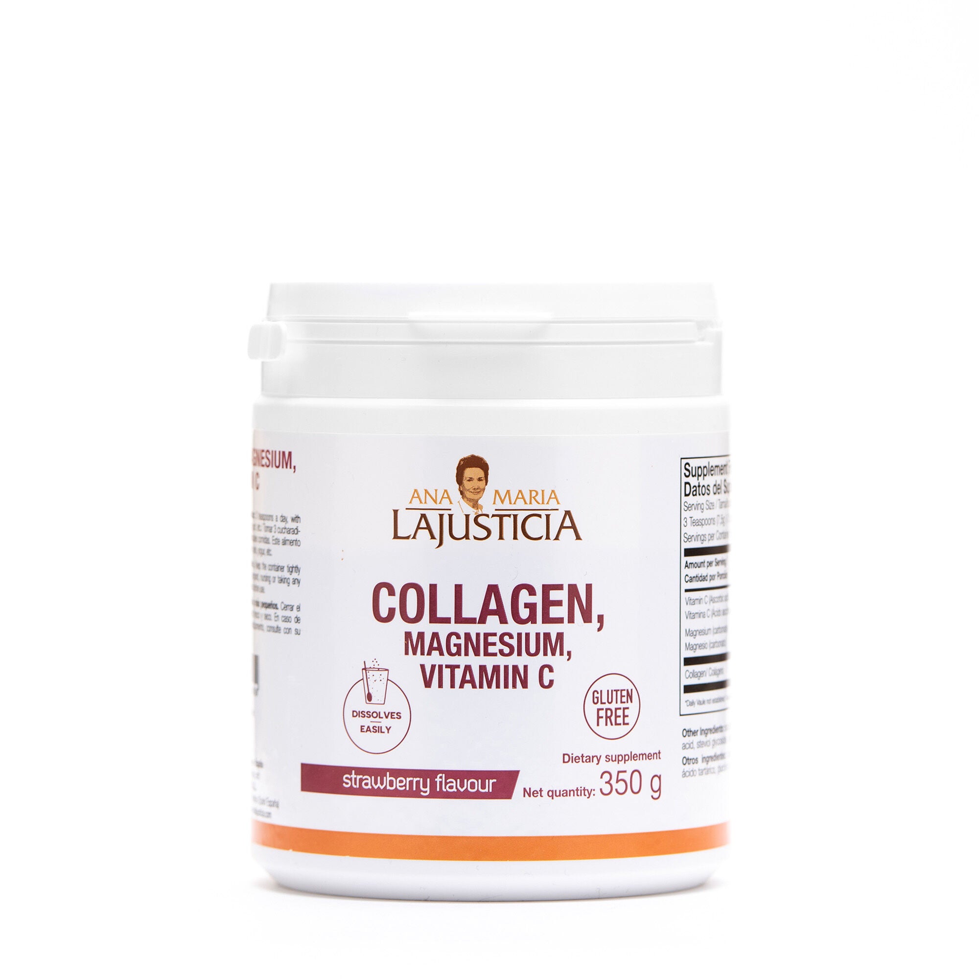 Ana Maria LaJusticia Collagen with Magnesium & Vitamin C - Strawberry - 350g (46 Servings)